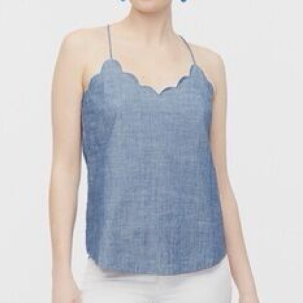 J.Crew Factory Chambray Scallop Cami Top